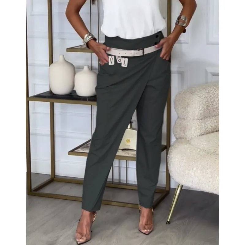Chic Angle High Waist Belted Pants