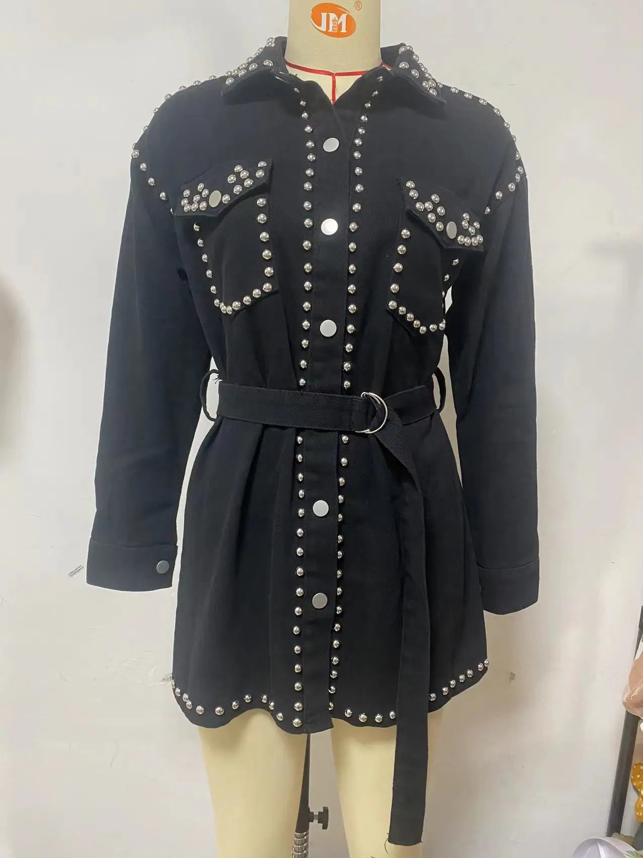 Edgy Rivet Denim Bomber