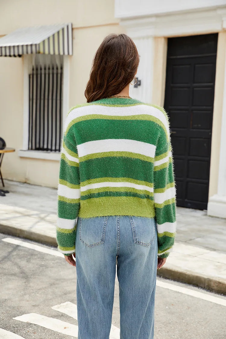 Cozy Charm Striped Knit Cardigan Rich Allure