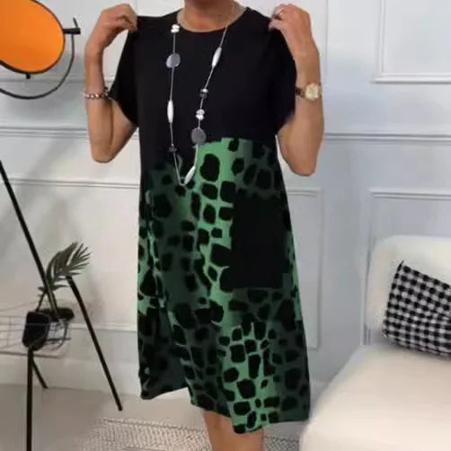 Leopard Print A-Line Midi Dress