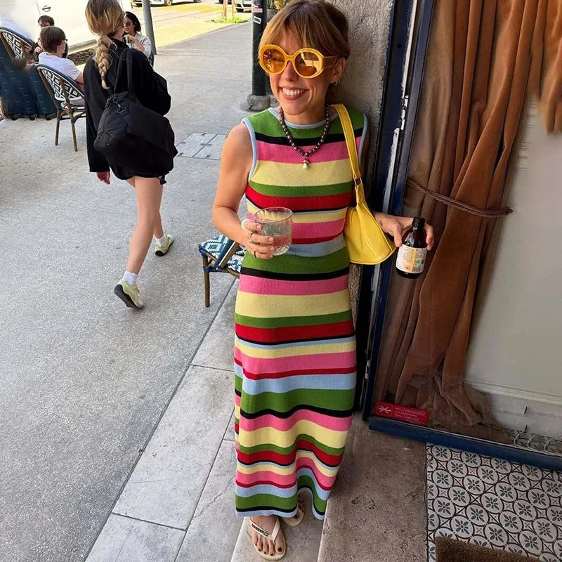 Viva Stripe High Waist Knit Dress