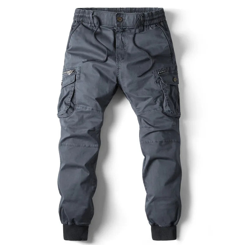 Men’s Elastic Waist Cotton Cargo Pants Rich Allure