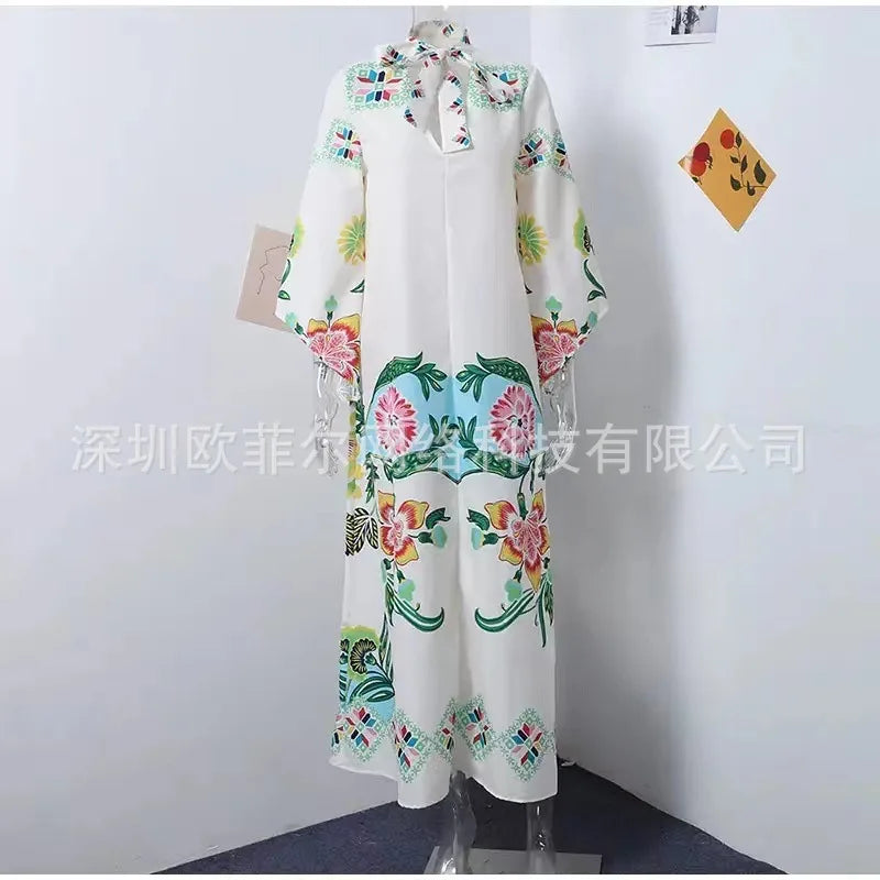Vintage Muse Printed Maxi Dress