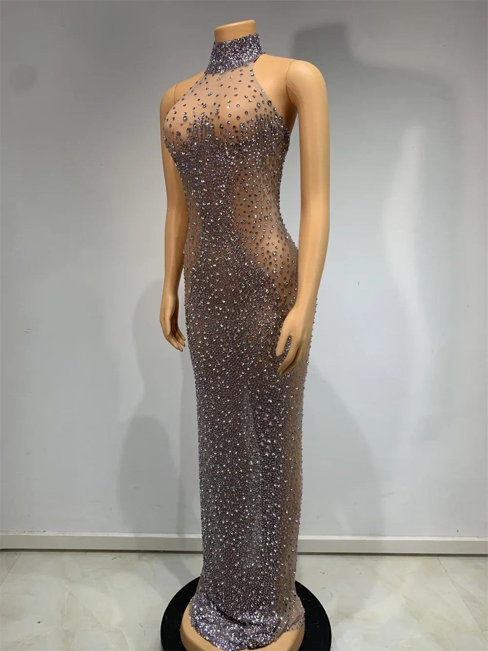 Diamond Drape Elegant Evening Gown