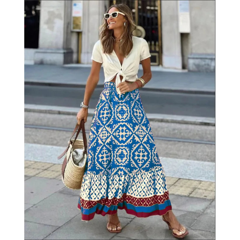 Sunlit Charm Bohemian Maxi Skirt Rich Allure