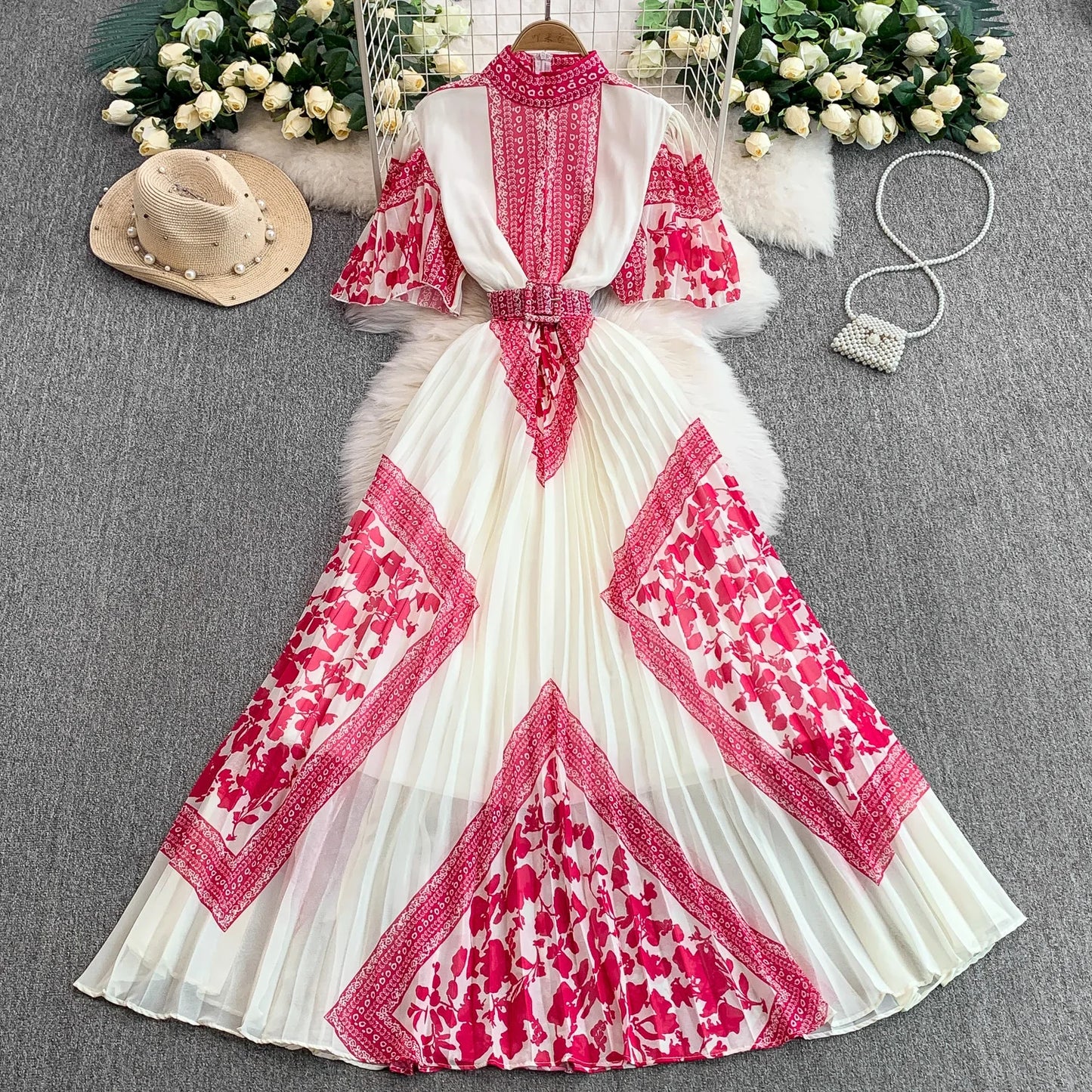 Retro Grace High Waist Midi Dress