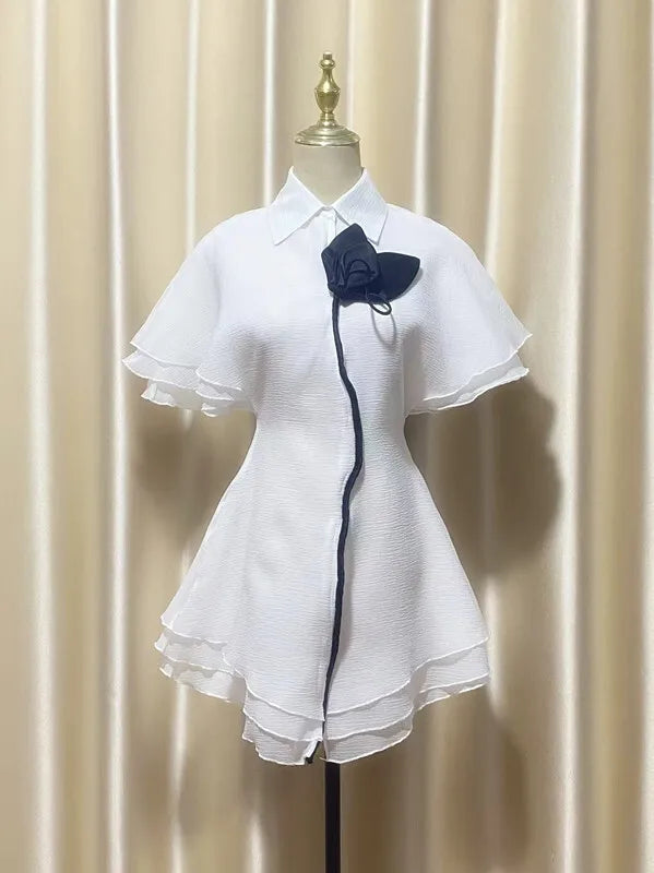 Butterfly Bloom Contrast A-Line Dress