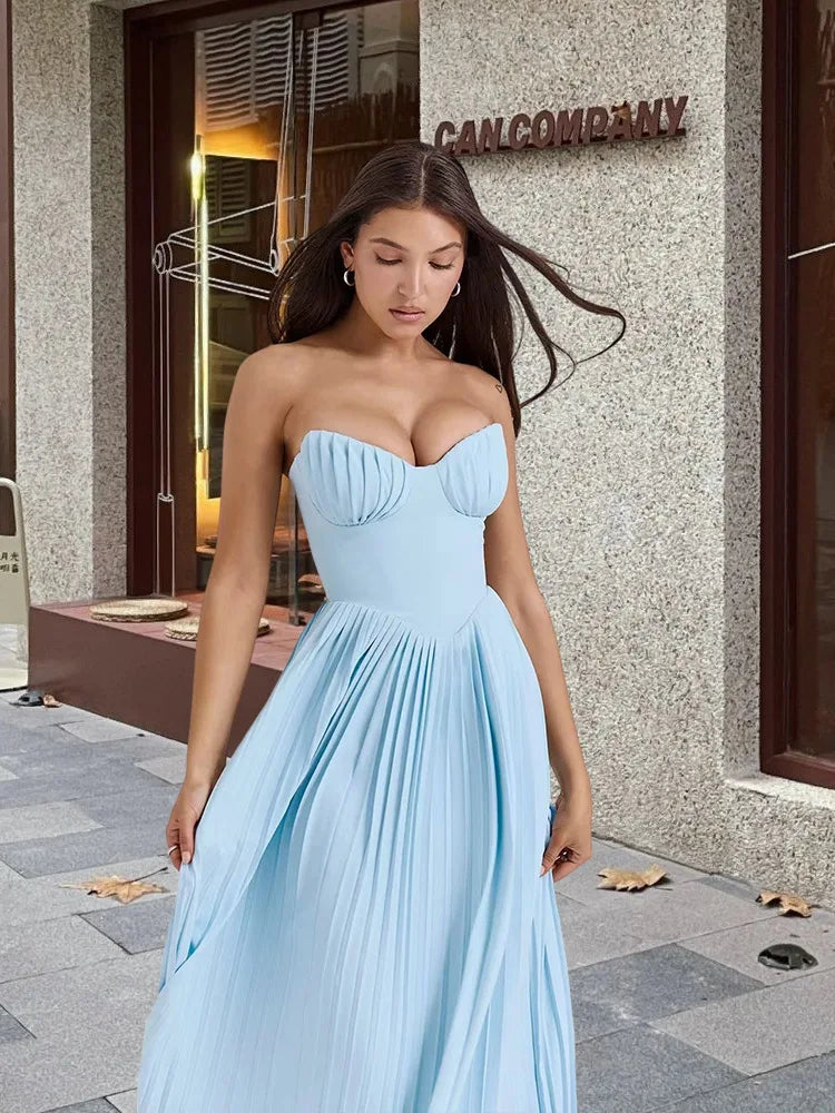 Glamour Curve Strapless Flare Dress