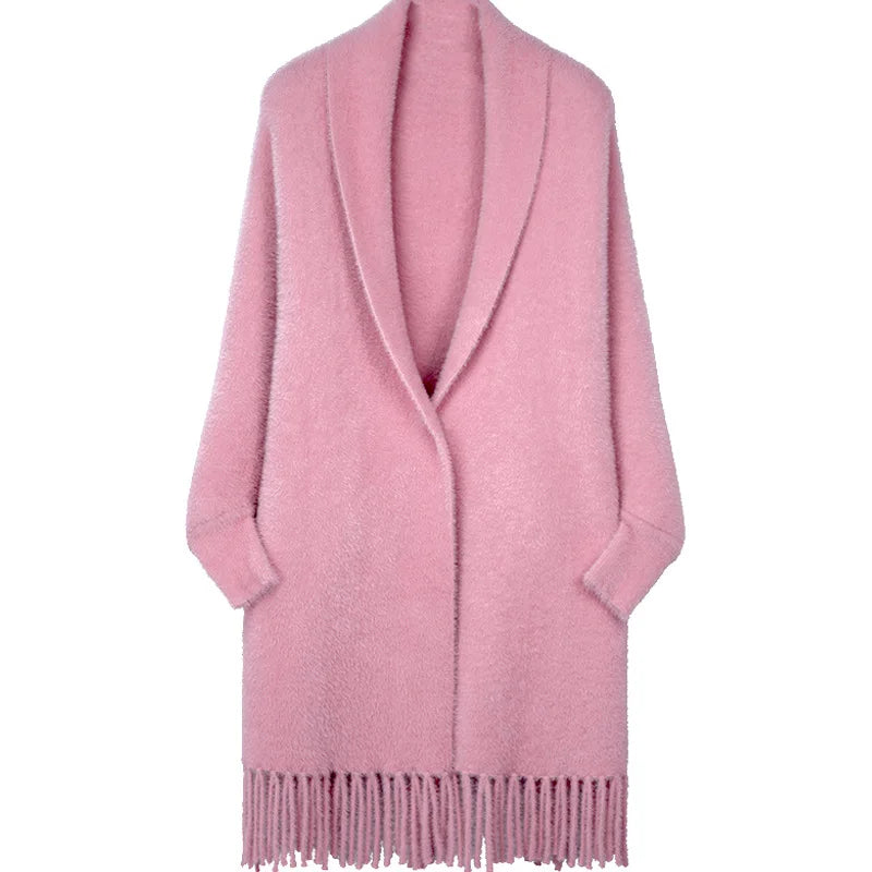 Plush Mink Knit Cardigan Cloak