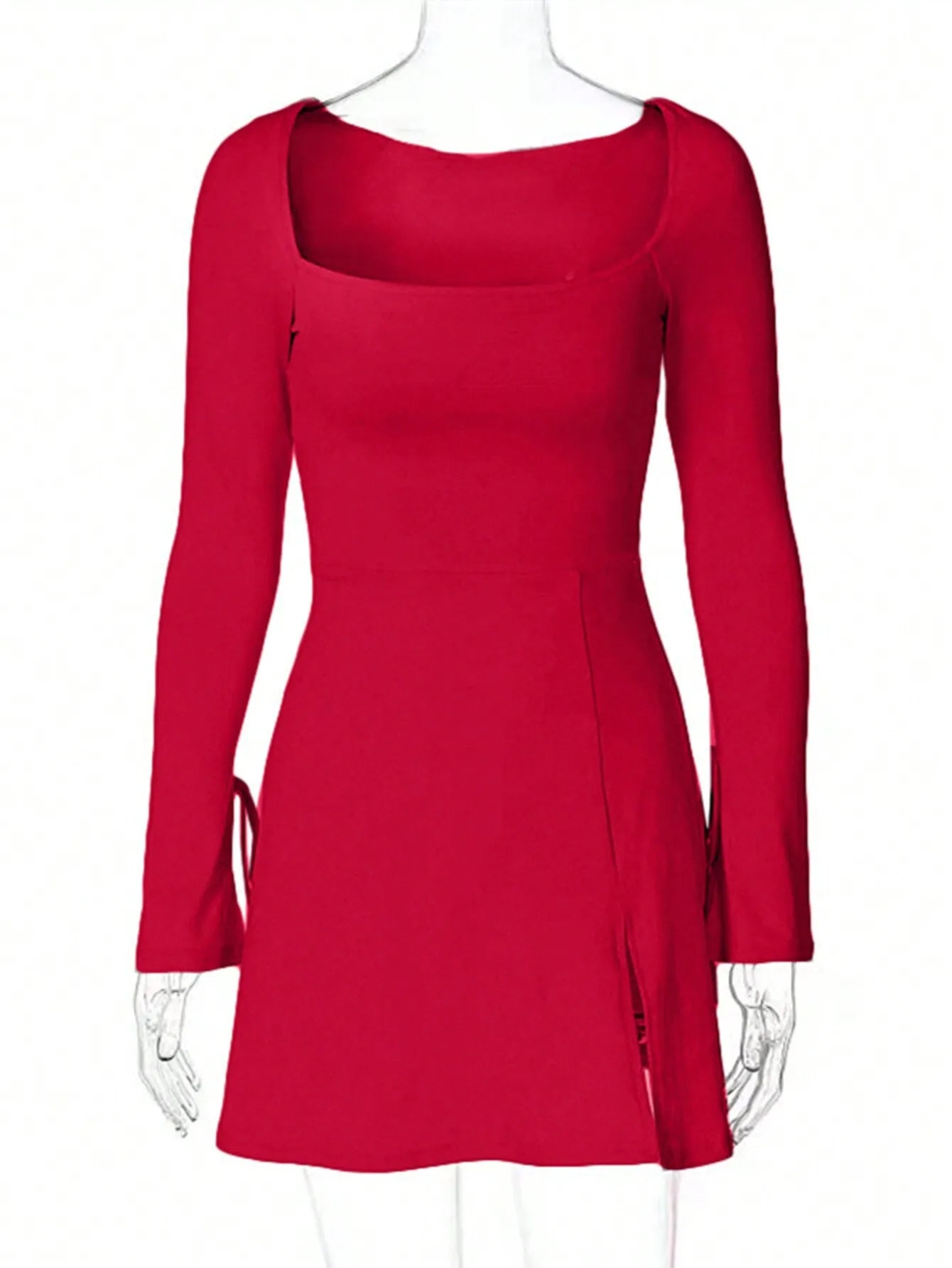 Glam Slit Long Sleeve Mini Dress