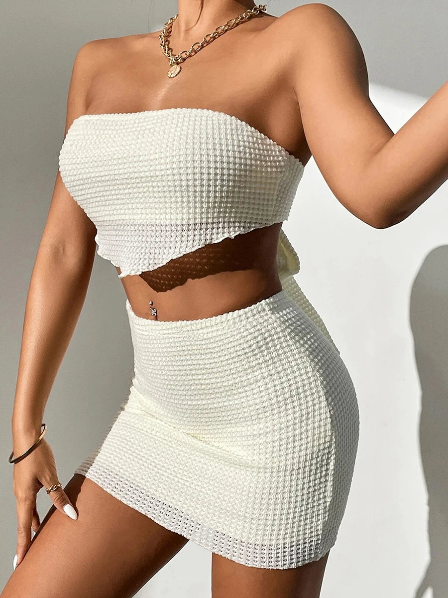 GlowKnit Strapless Skirt Set