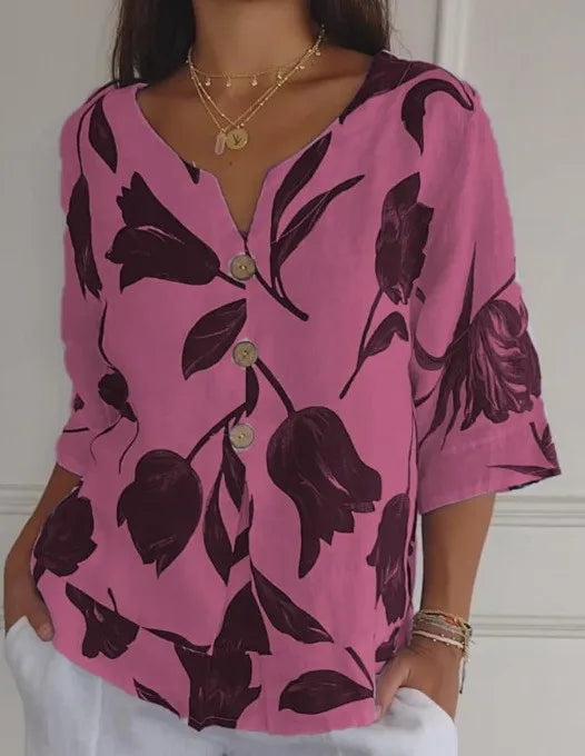 Meadow Breeze Cotton Linen Blouse