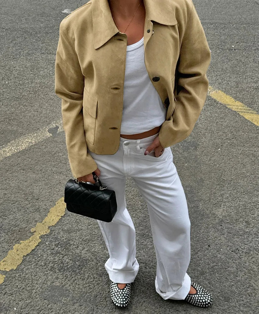 Lapel Pocket Short Jacket