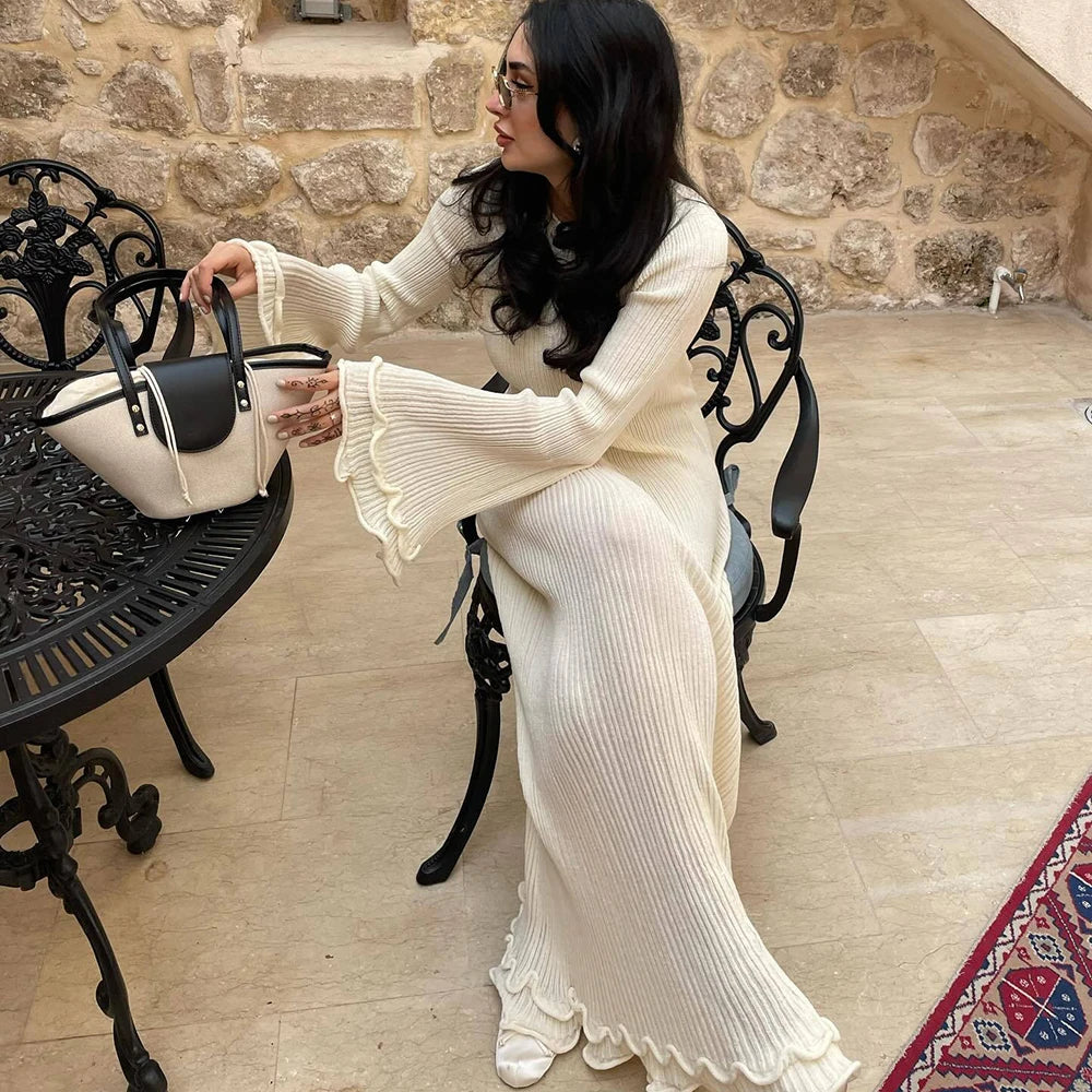 Elegant Knit Ruffle Dress