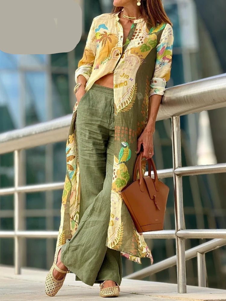 Breezy Bloom Printed Shirt Coat