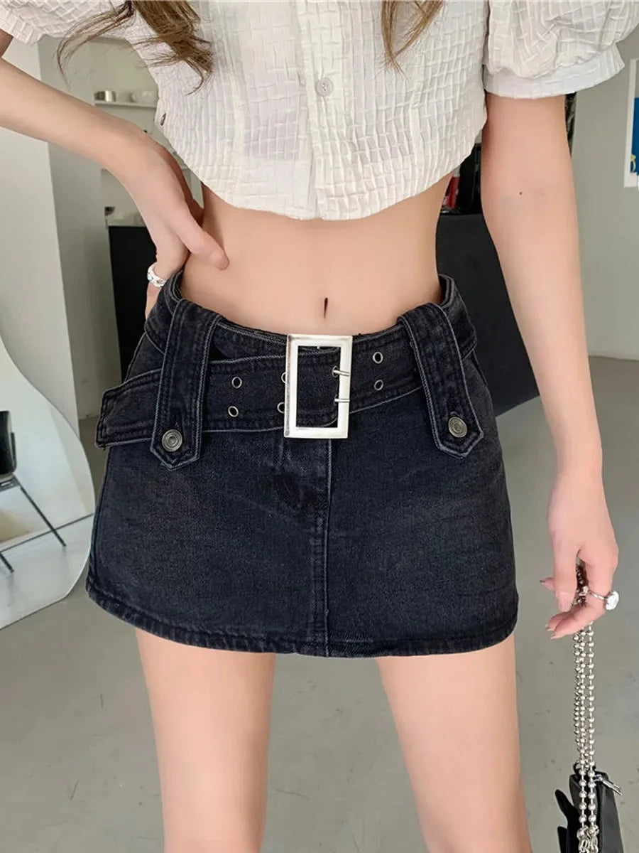 Chic High Waist Denim Mini Skirt