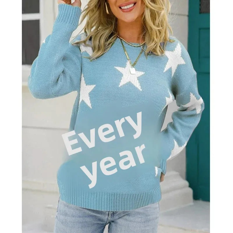 Women's Long Sleeve round Neck Knitted Sweater