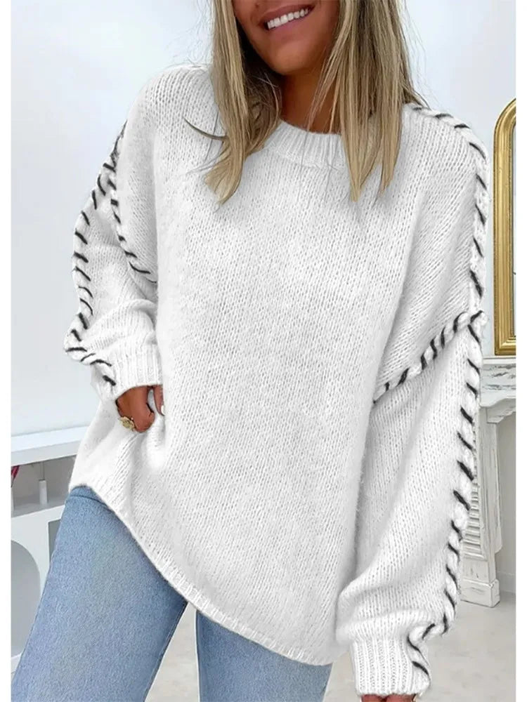 Vintage Elegance Casual Knit Sweater