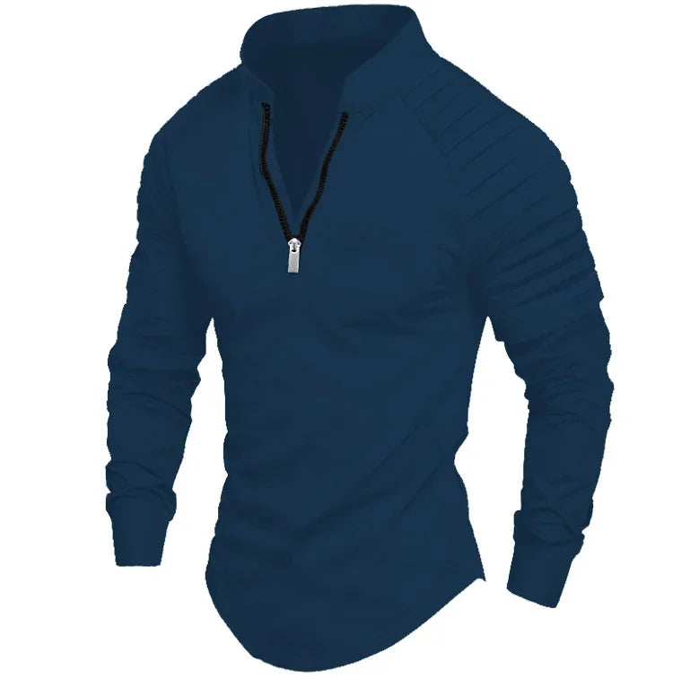 Half-Zip Stand Collar Polo Shirt