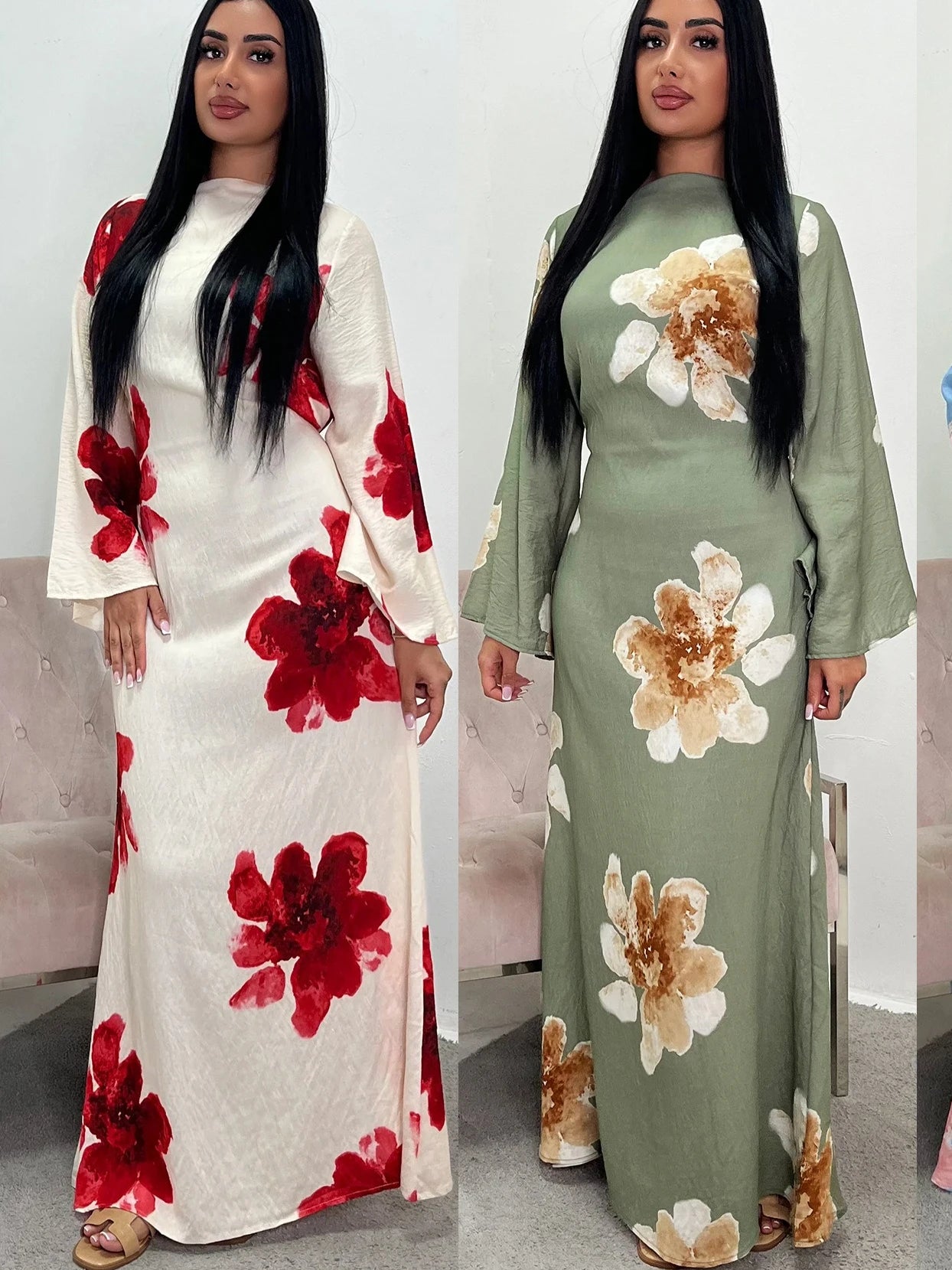 Floral Grace Modest Kaftan Dress