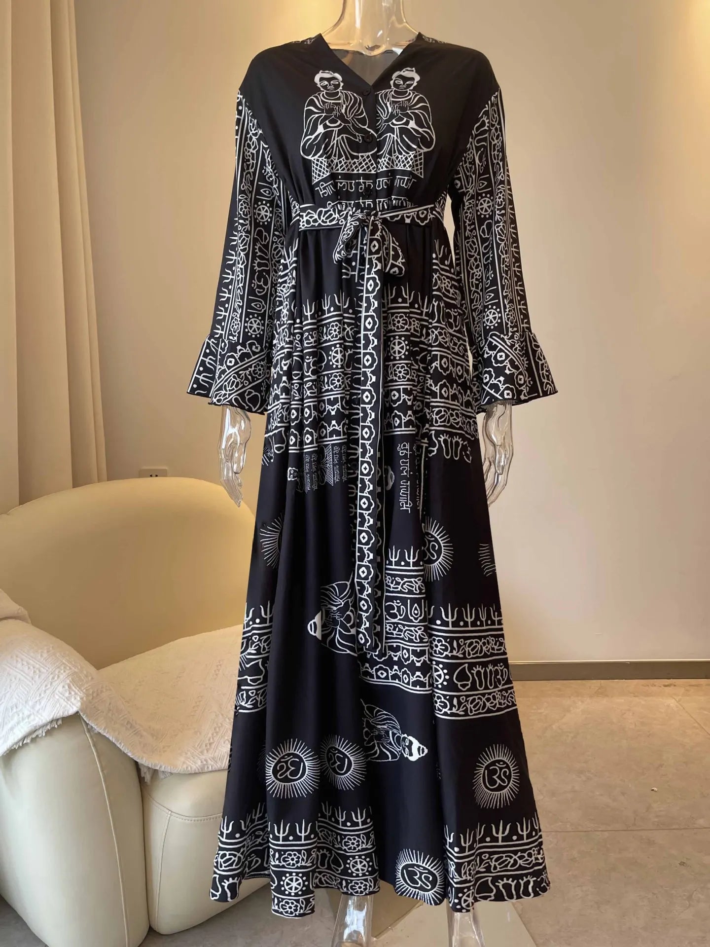 Boho Spirit Ethnic Print Maxi Dress