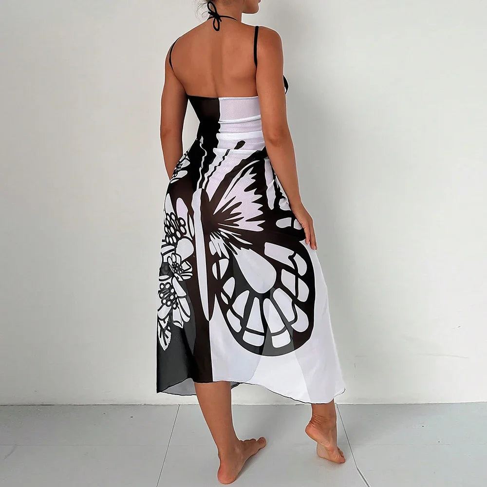 Floral Off-Shoulder Midi Swimsuit