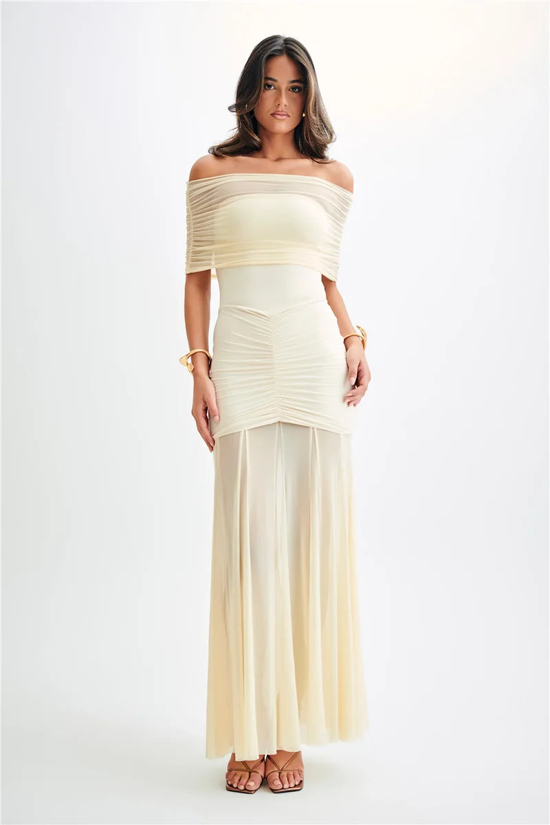 Midnight Allure Strapless Mesh Gown