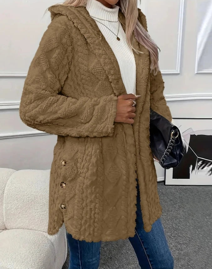 Stylish Hooded Plush Cardigan Jacket