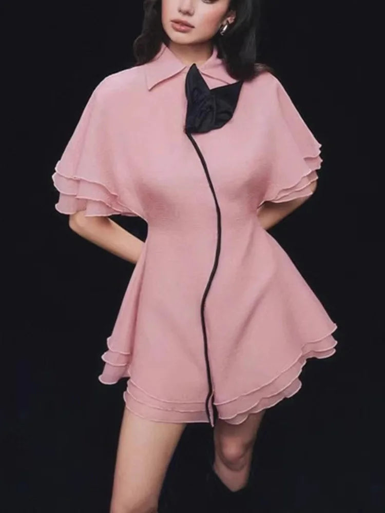 Butterfly Bloom Contrast A-Line Dress