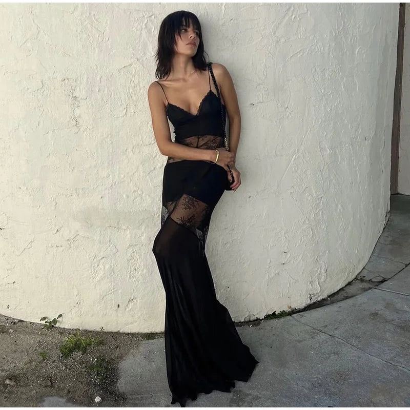 Sexy Lace Backless Maxi Dress
