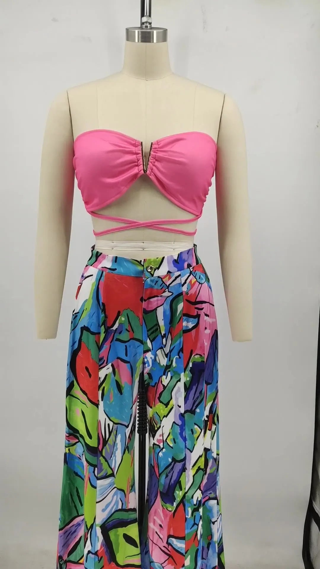 Vivid Bloom Strapless Trouser Set