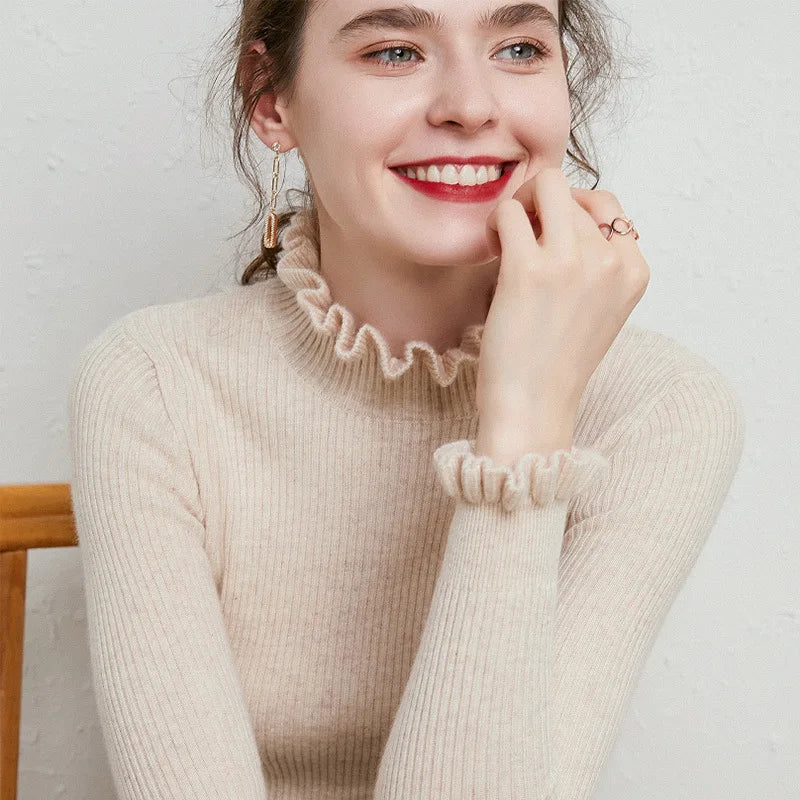 Cinched Turtleneck Knit Sweater