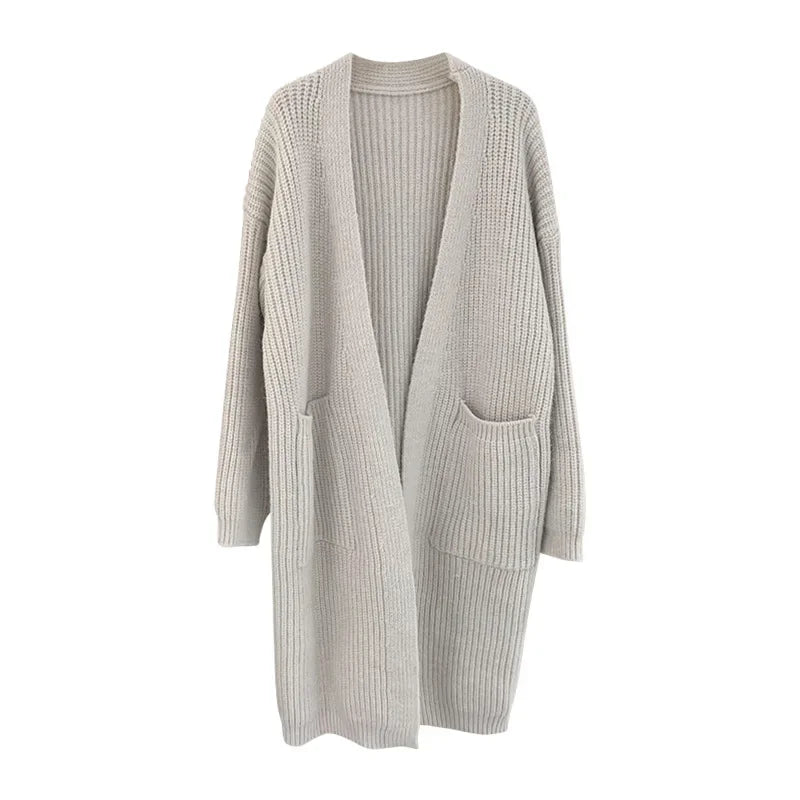 Plush Wave Maxi Knit Pocket Cardigan