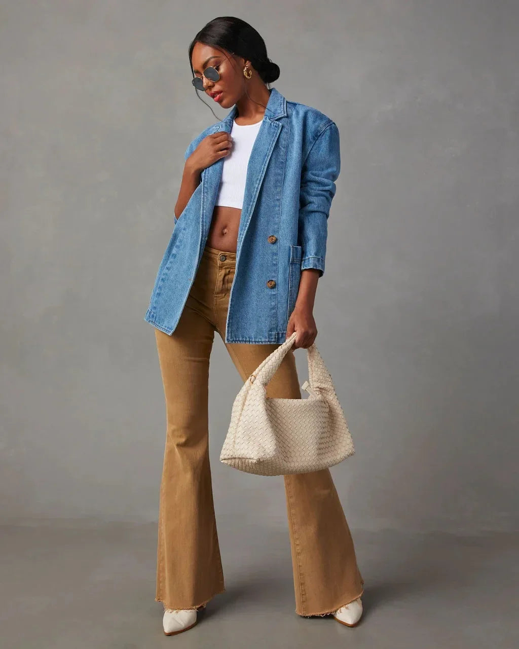 Vintage V Neck Denim Jacket Rich Allure
