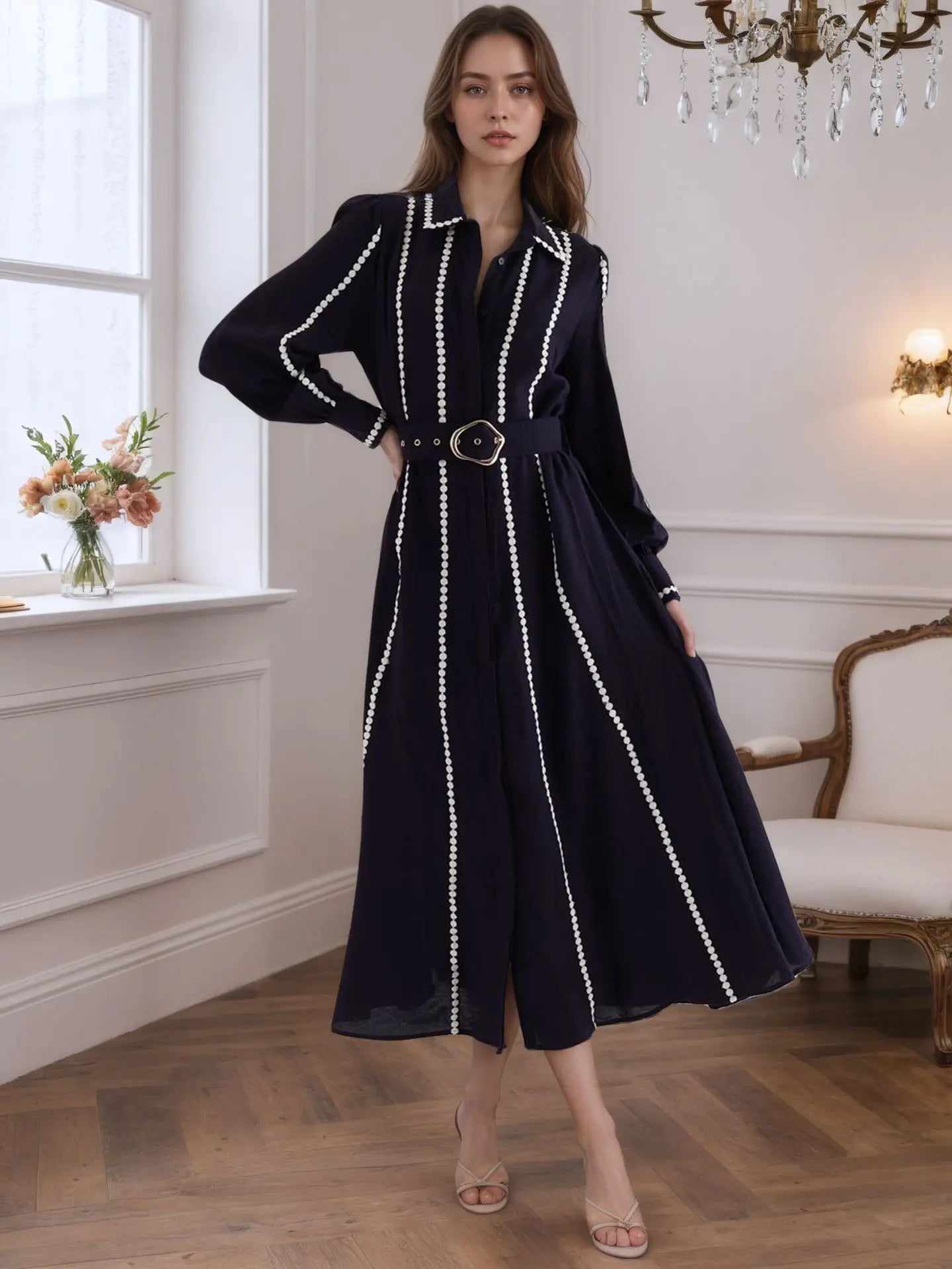 Stripe Muse Ruffle Shirt Dress