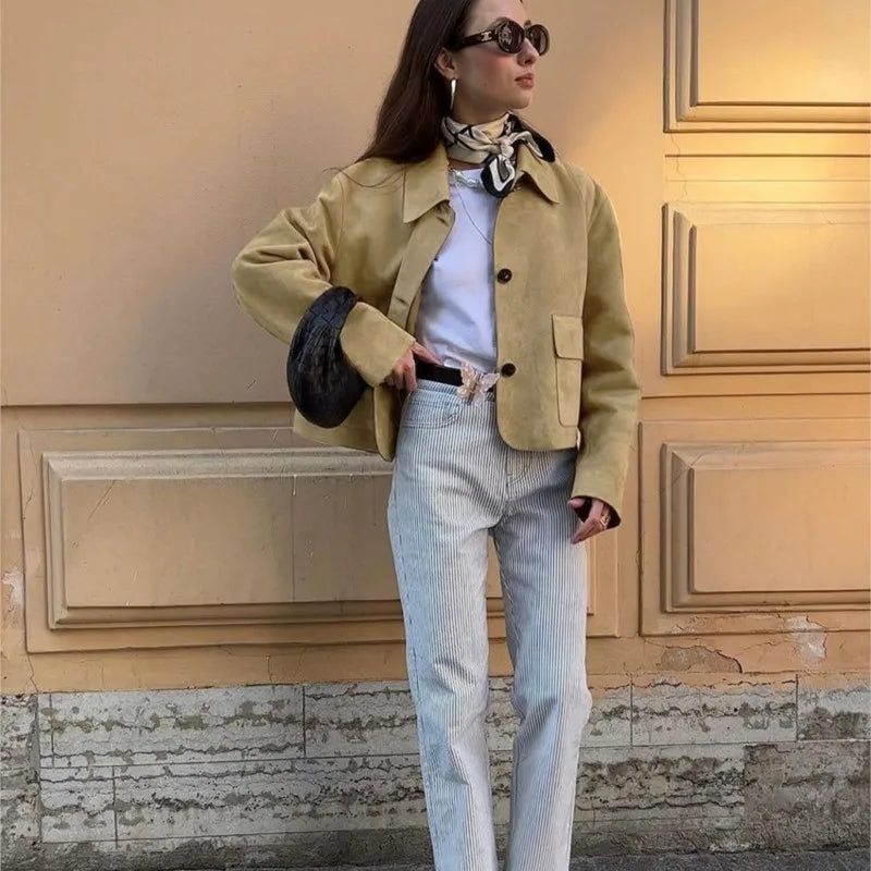 Lapel Pocket Short Jacket
