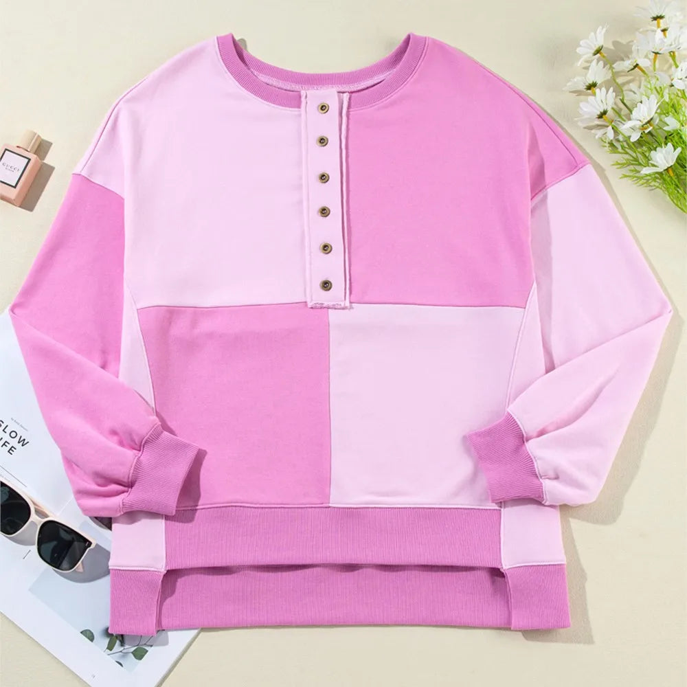 Trendy Contrast Buckle Sweatshirt