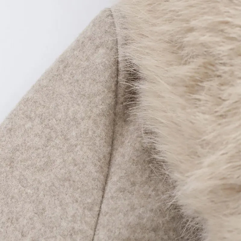 Fur Lapel Wool Overcoat
