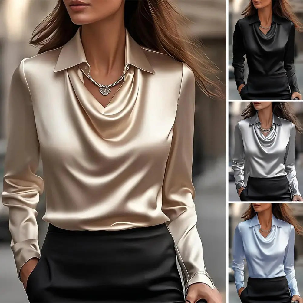 Women’s Satin Lapel Shirt