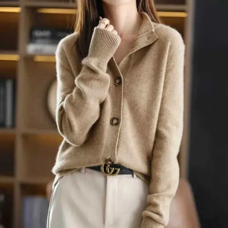 Retro Knit Stand Collar Cardigan