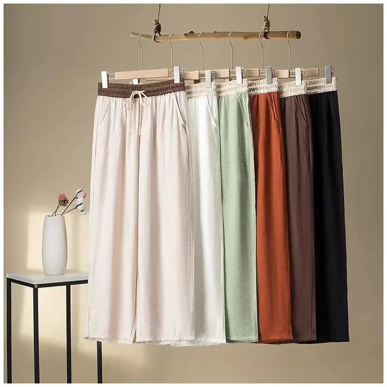 Color Block Retro Wide Leg Pants