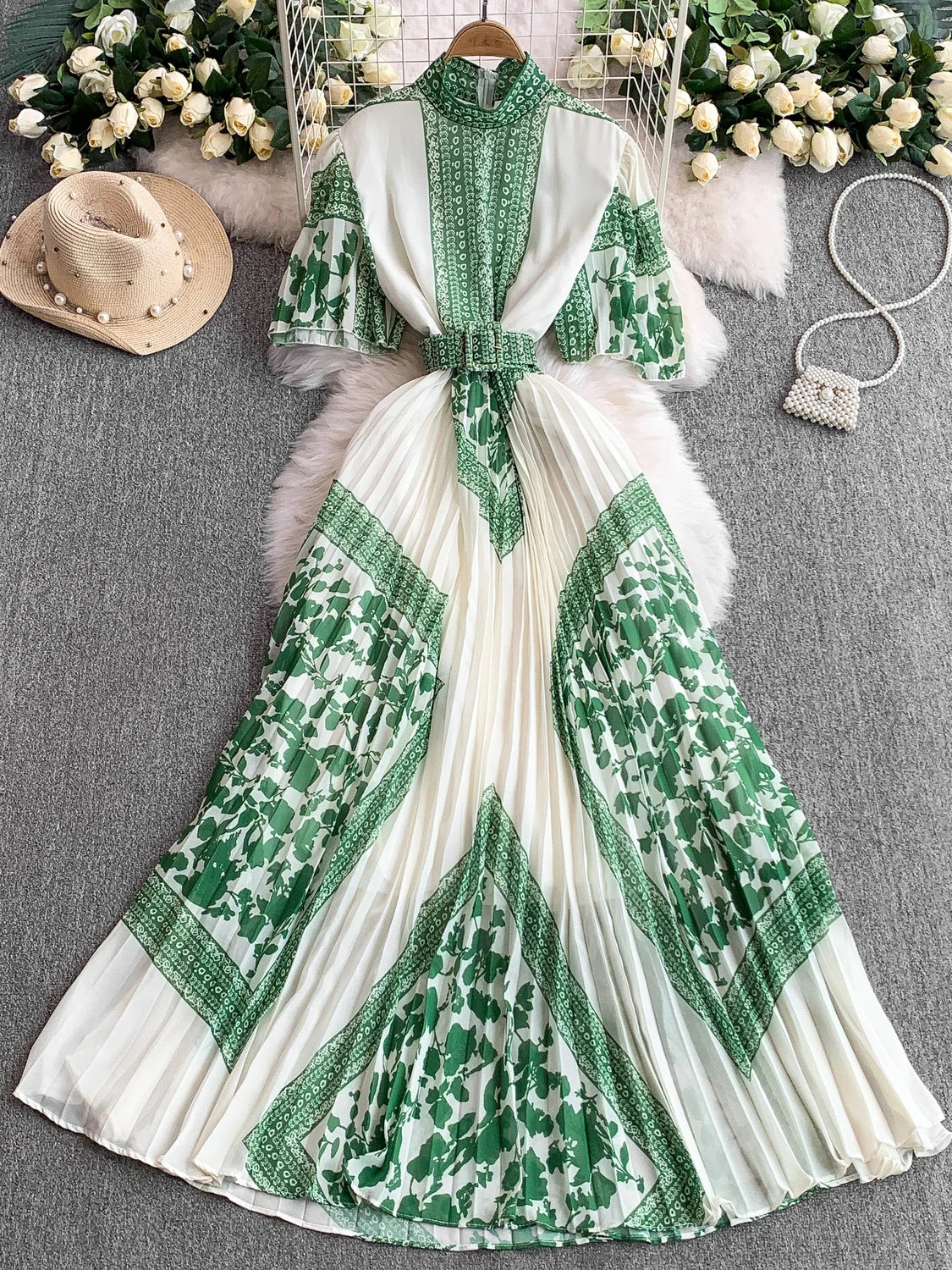 Retro Grace High Waist Midi Dress