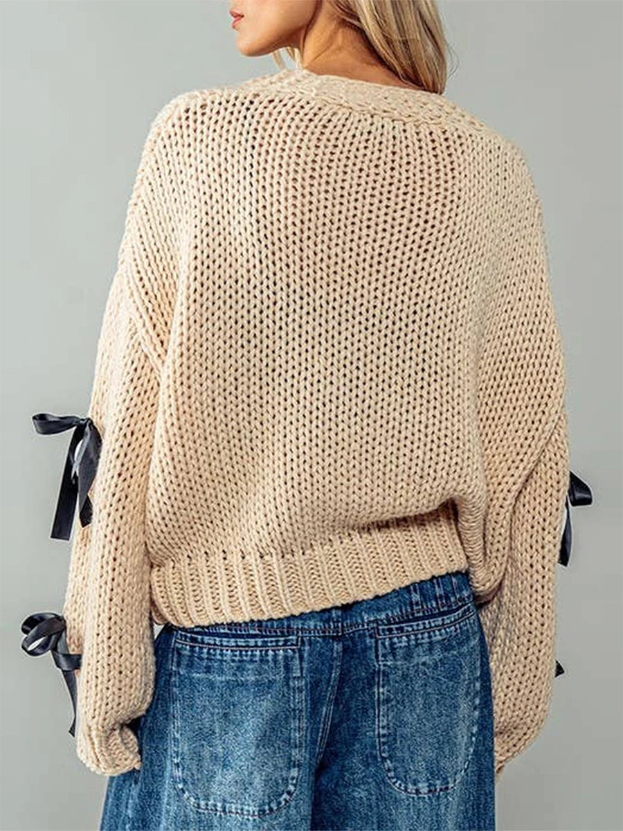 Belle Knot Deep V Bow Cardigan
