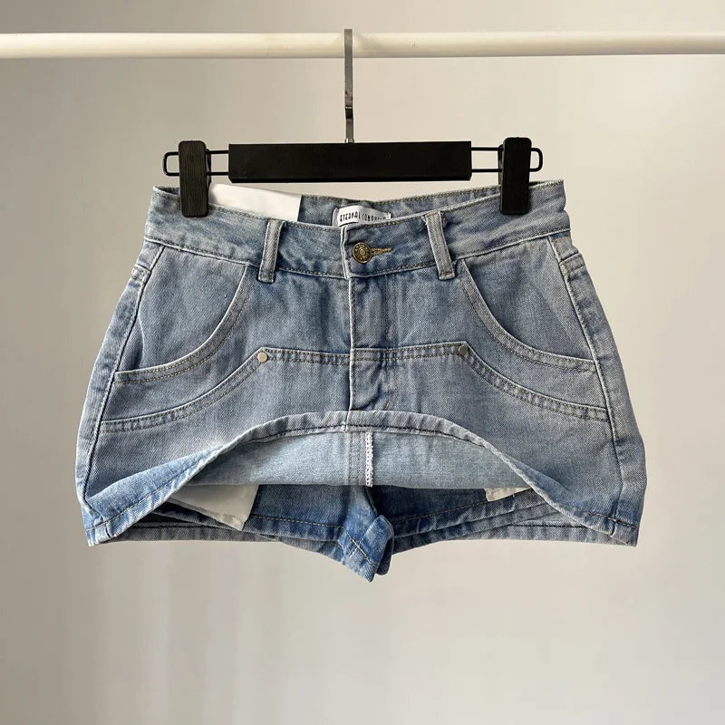 High Waist Denim Mini Skirt