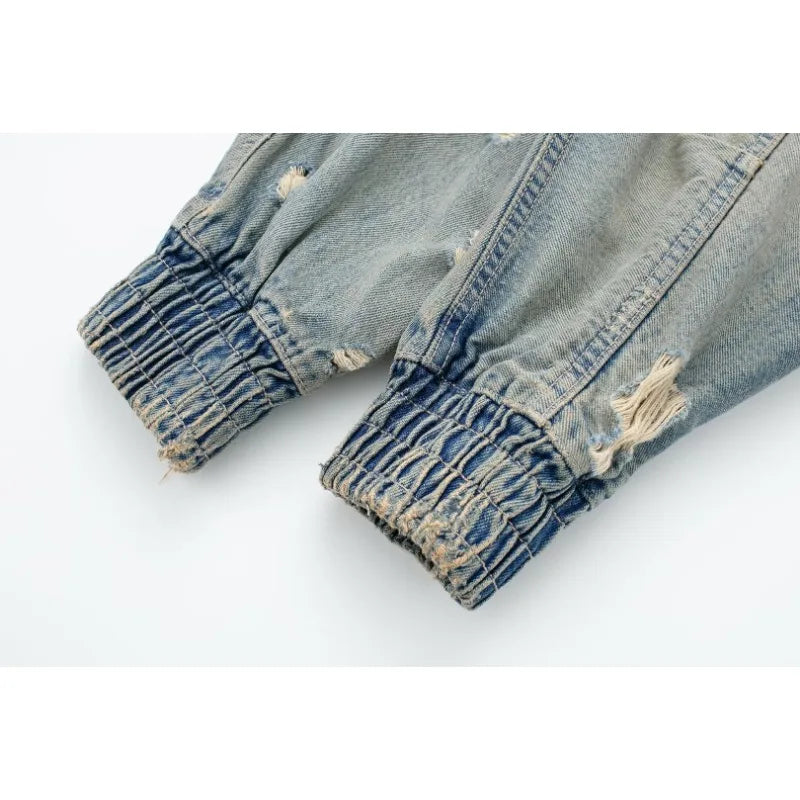 Rogue Bloom Distressed Denim Crop Jacket