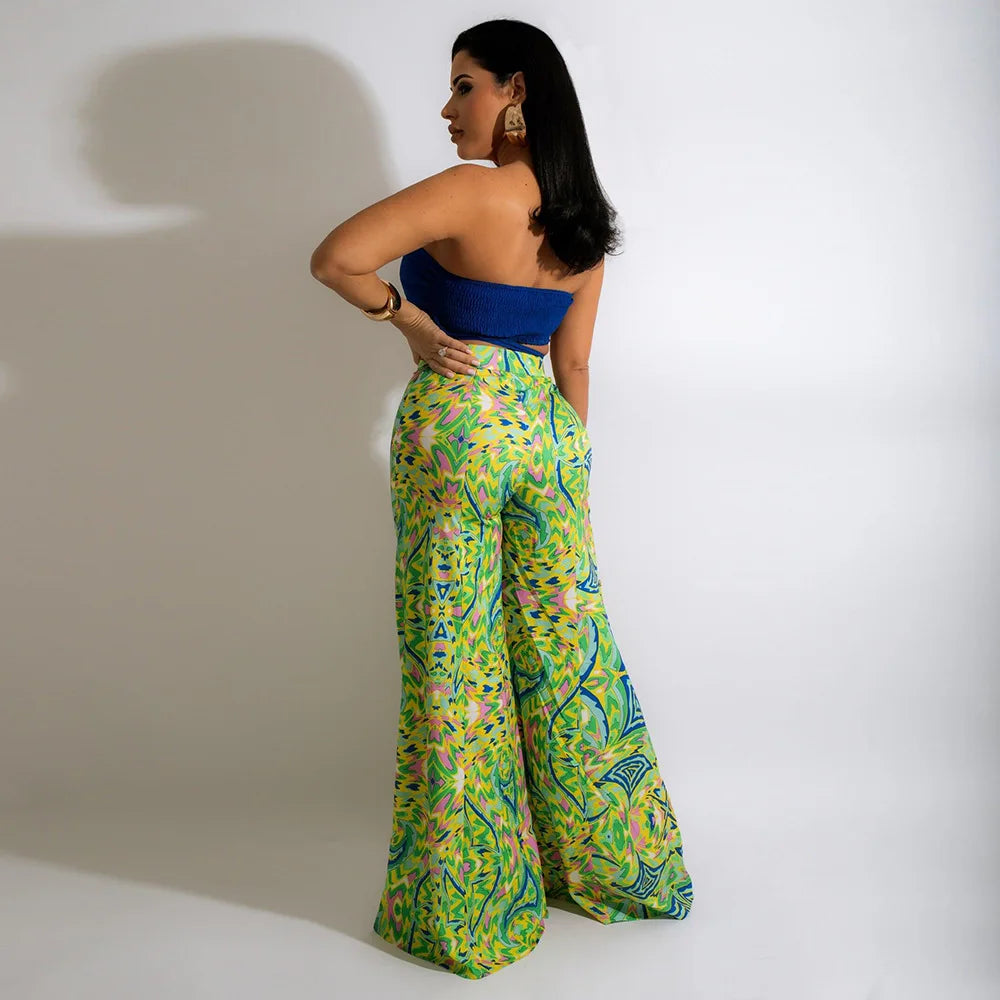 Vivid Bloom Strapless Trouser Set
