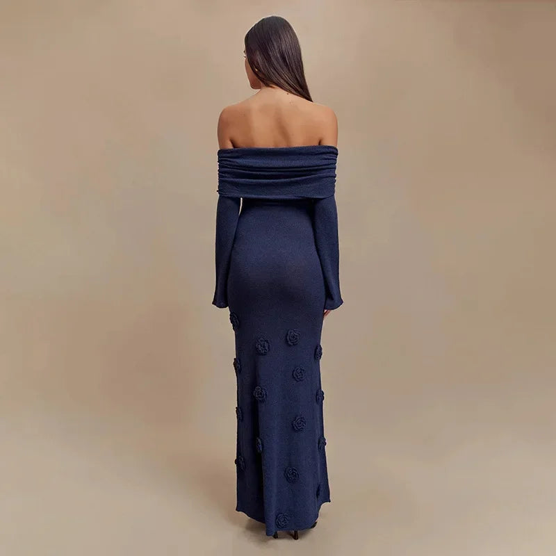 Rose Gaze 3D Floral Knit Dress