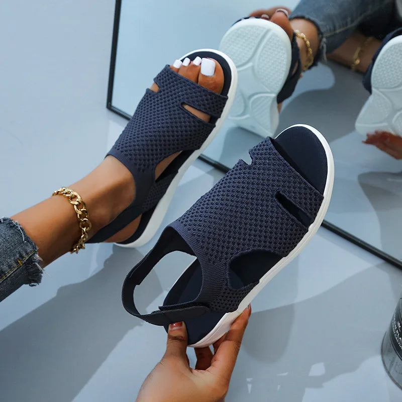 Crystal Mesh Flat Sandals