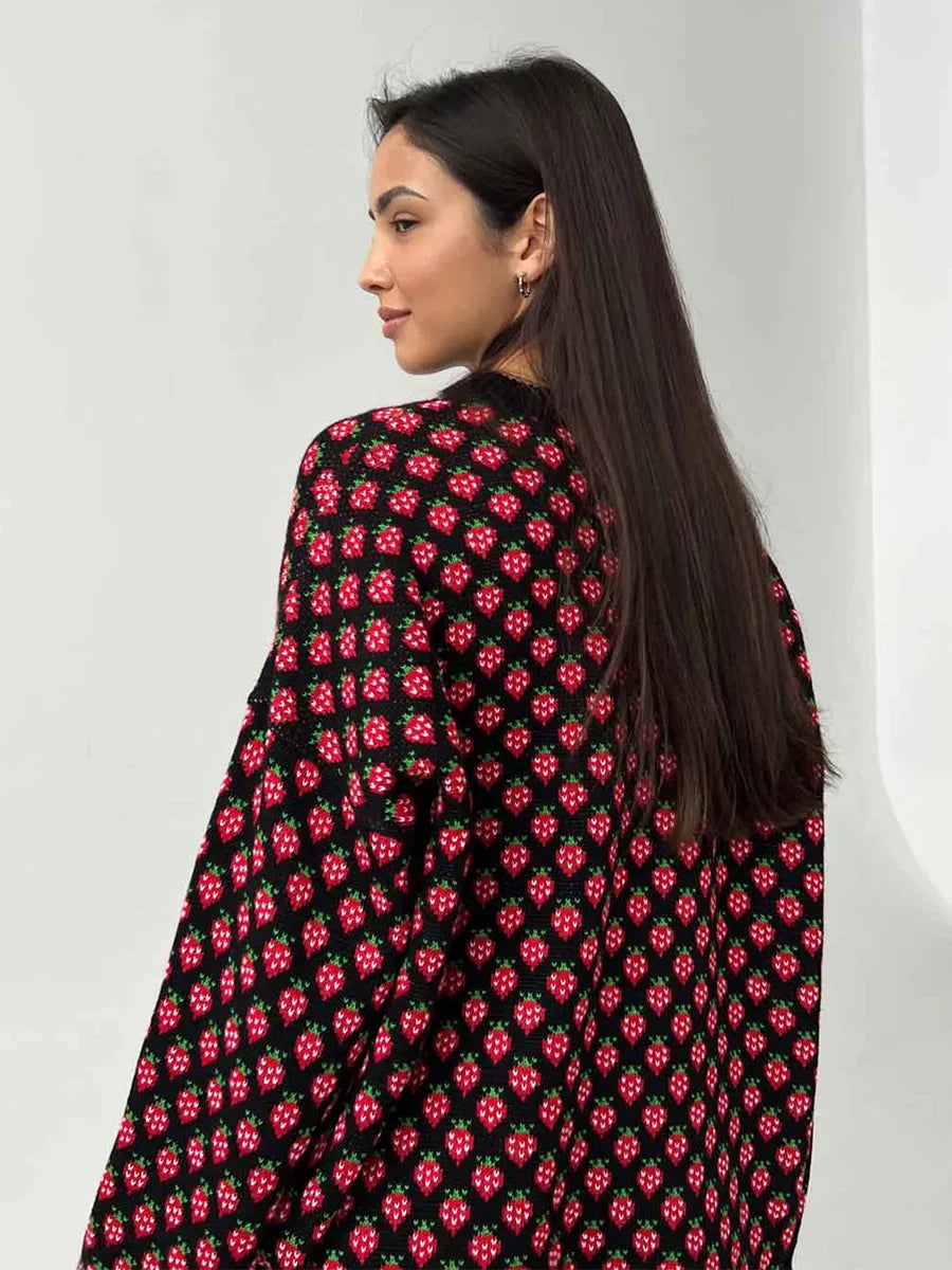 Cozy Strawberry Knit Sweater