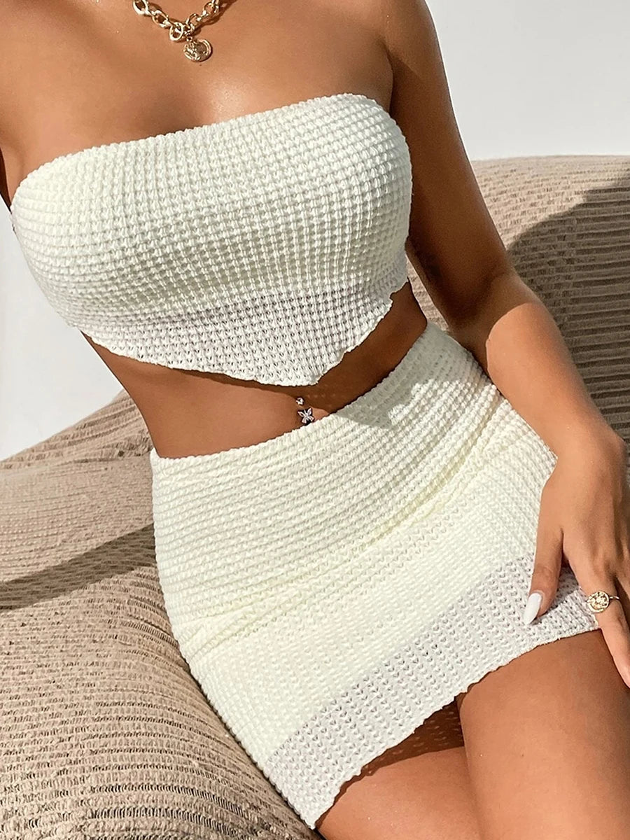 GlowKnit Strapless Skirt Set